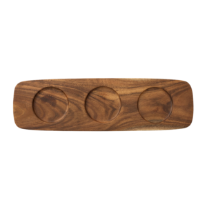 Serviertablett aus Akazienholz mit Halter für Porzellanschalen