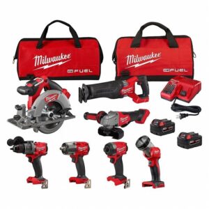MILWAUKEE Cordless Tool Combination Kit: 7 Tools, 18 V DC Volt, Battery Included, M18 FUEL™, M18™