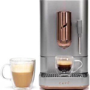 Café Affetto Automatic Espresso Machine + Milk Frother | Built-In & Adjustable Espresso Bean Grinder | One-Touch Brew in 90 Seconds | Steel Silver, 1.2 Liter, (C7CEBBS2RS3)
