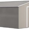 Outsunny 11′ x 13′ Outdoor Storage Shed, Garden Tool Metal Shed with Foundation Kit, Double Lockable Door, Air Vents and Sloping Roof, for Backyard, Patio, Lawn, Light Gray