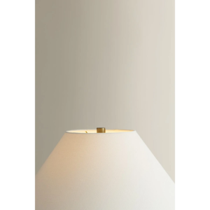 Tischlampe aus Keramik mit strukturiertem Sockel und Leinenschirm