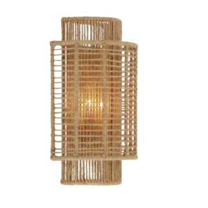 Wandleuchte mit Juteschirm und zwei Lichtquellen