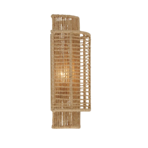 Wandleuchte mit Juteschirm und zwei Lichtquellen