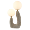 LED-Tischlampe mit Milchglas-Kugelschirmen und zwei Lichtquellen